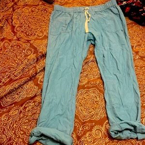 Blue Roxy linen beach pants